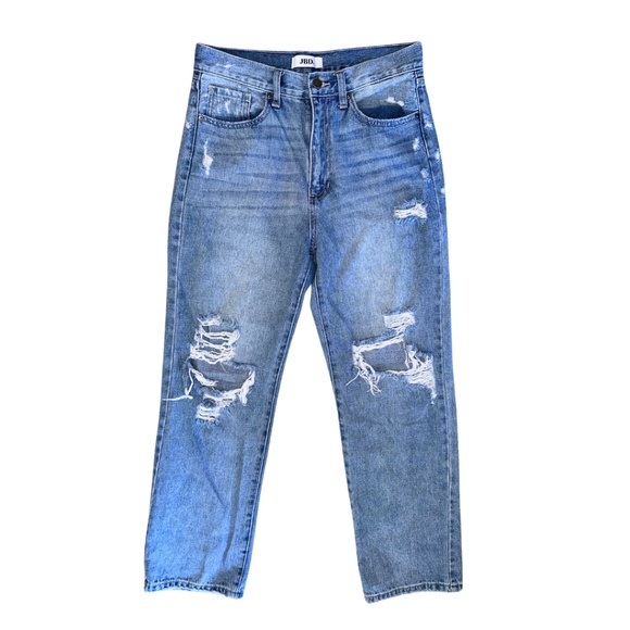 JBD 100% Cotton Mom Jeans Ripped Straight Leg High Waist Size 28 Women - Picture 1 of 12